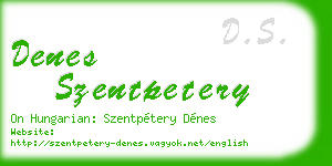 denes szentpetery business card